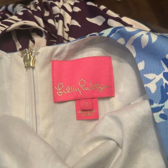 Lilly Pulitzer Blue Peri Turtley Awesome Mila Blue White Dress Women's Size 2 - Picture 8 of 9